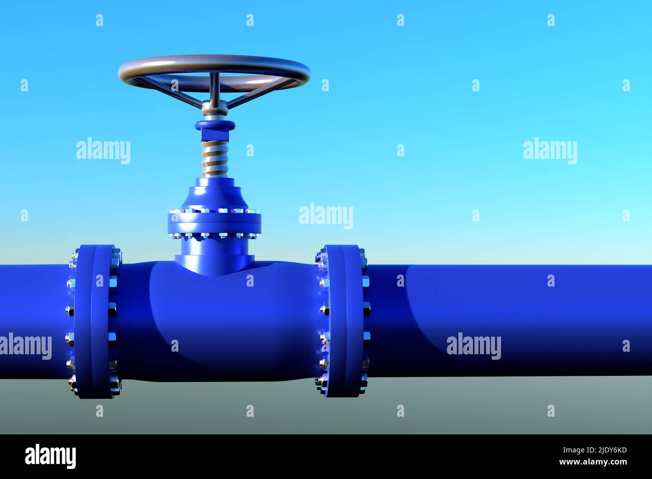 Rubinetto del tubo del gas blu. 3D Illustrazione Foto Stock