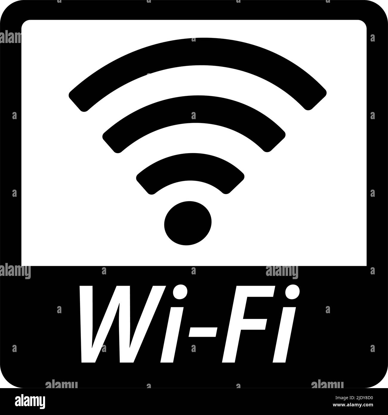 Logo della casella Wi-Fi quadrata e icona Wi-Fi. Vettore modificabile. Illustrazione Vettoriale