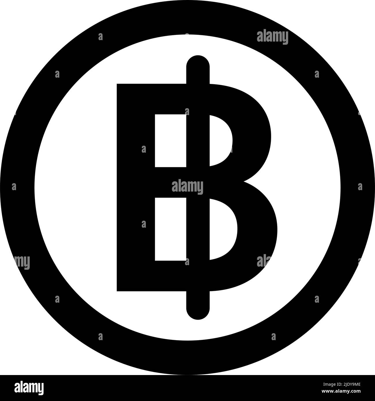 Icona moneta Thai baht. Valuta della Thailandia. Vettore modificabile. Illustrazione Vettoriale