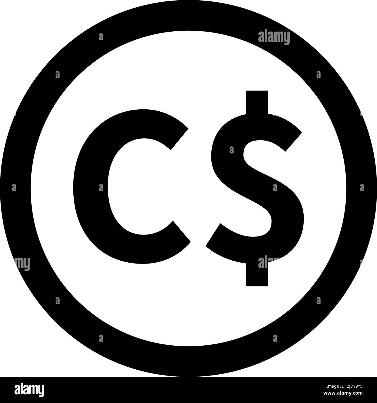 Semplice icona del dollaro canadese. Valuta canadese. Vettore modificabile. Illustrazione Vettoriale