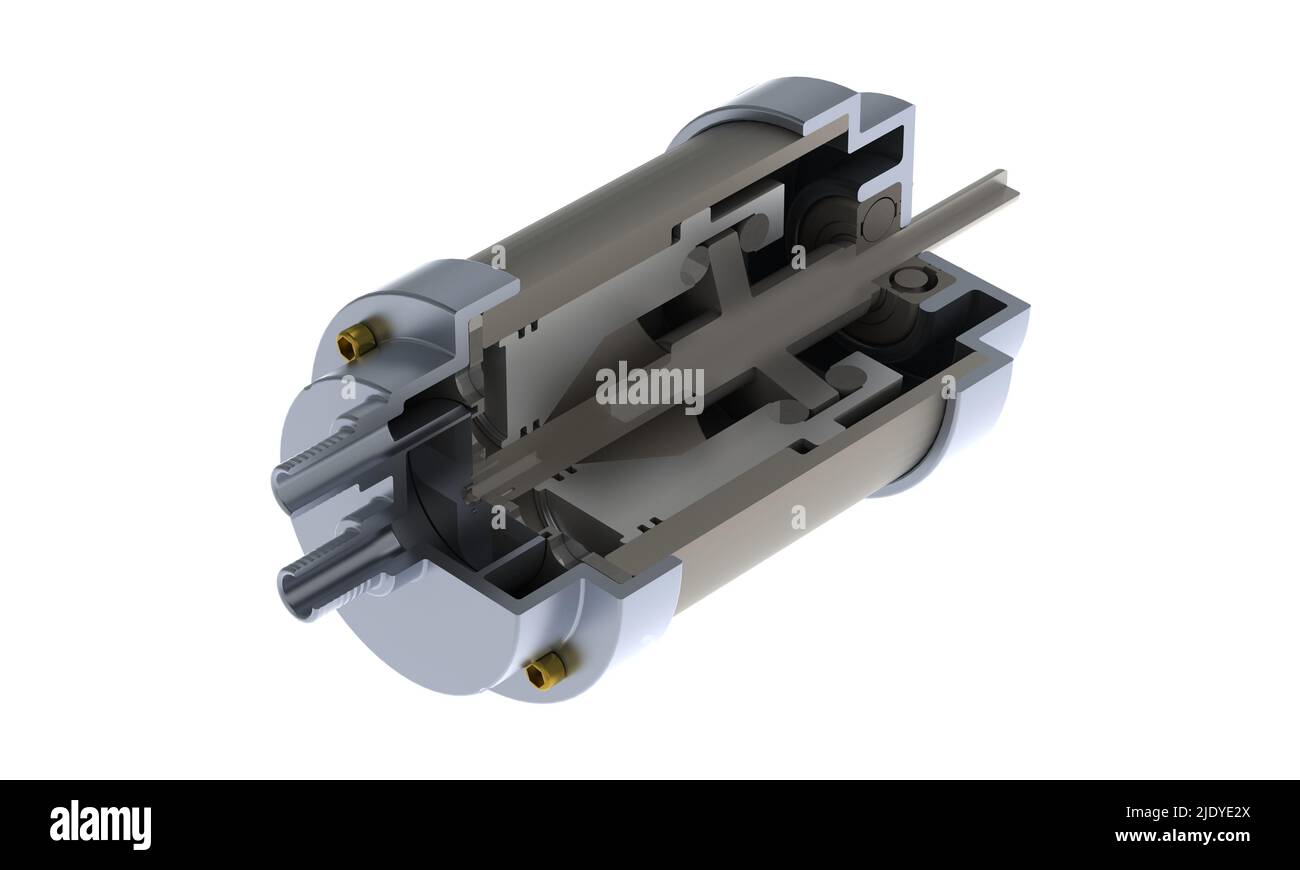 Compressore aria condizionata per auto 3D che rende isolato su sfondo bianco Foto Stock