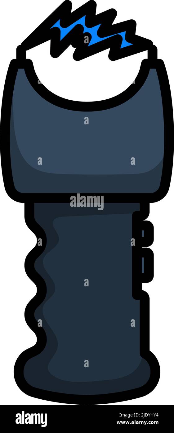 Icona della pistola Stun. Contorno grassetto modificabile con disegno di riempimento a colori. Illustrazione vettoriale. Illustrazione Vettoriale
