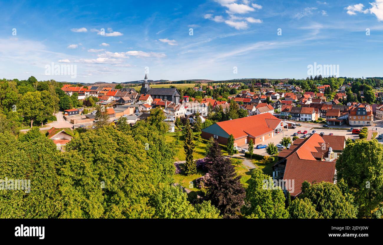 Benneckenstein Stadt Oberharz am Brocken Luftbildaufnahme Foto Stock