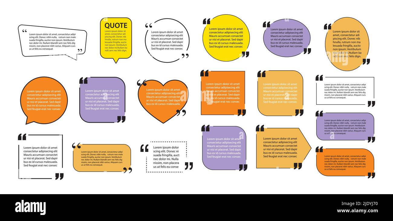 elementi di progettazione moderni del modello di testo della casella di virgolette. Illustrazione Vettoriale