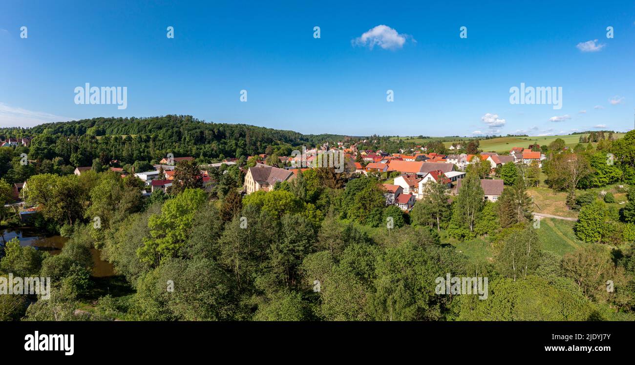 Blick über Güntersberge im Harz Secketal Foto Stock