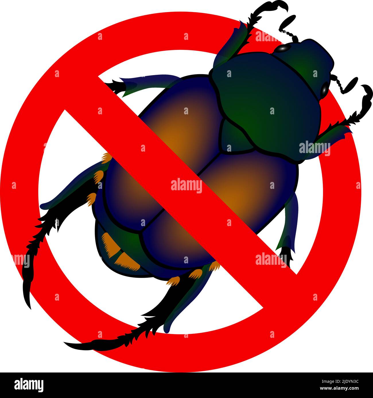 Beetle giapponese anti emblema con bug, Popillia japonica. Illustrazione vettoriale di un insetto su sfondo trasparente Illustrazione Vettoriale