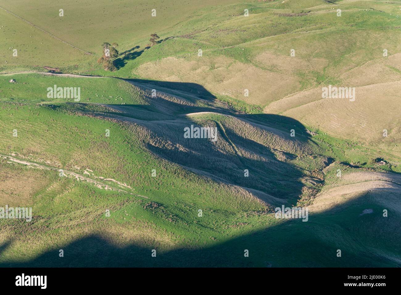 Viste ad alto angolo delle colline ondulate da te Mata Peak, Hawke’s Bay. Foto Stock