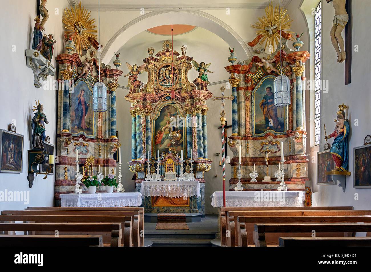 Chiesa di Sant'Agata in Agathazell, Allgäu, Baviera, Germania, Europa Foto Stock
