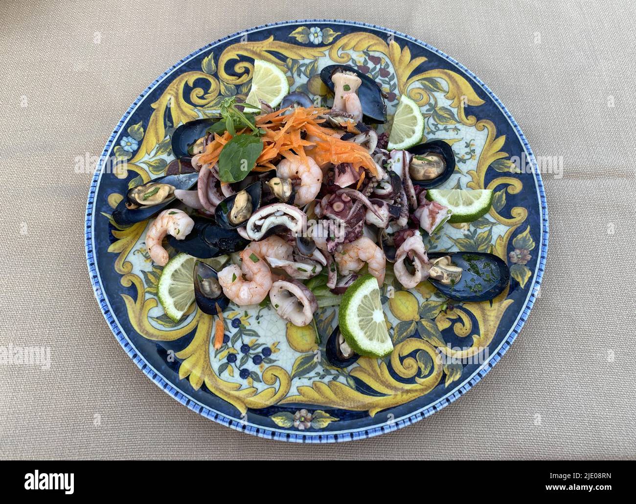 Piatto antipasti Insalata di Mare, antipasto insalata di pesce, Sicilia, Italia Foto Stock