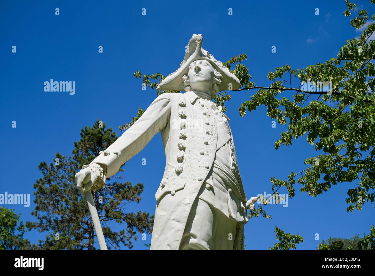 Statua di Federico II nel Giardino Marly, Parco del Palazzo Sanssouci, Potsdam, Brandeburgo, Germania Foto Stock