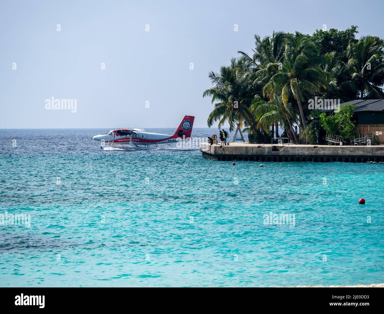 Idrovolanti, De Havilland Canada DHC-6 300 Twin Otter, isola di Kuredu, Maldive Foto Stock