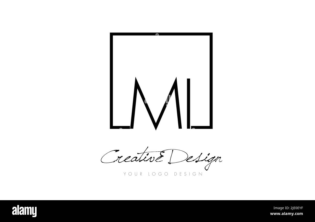 MI quadrato incorniciato lettera Logo Design vettore con i colori nero e bianco. Illustrazione Vettoriale