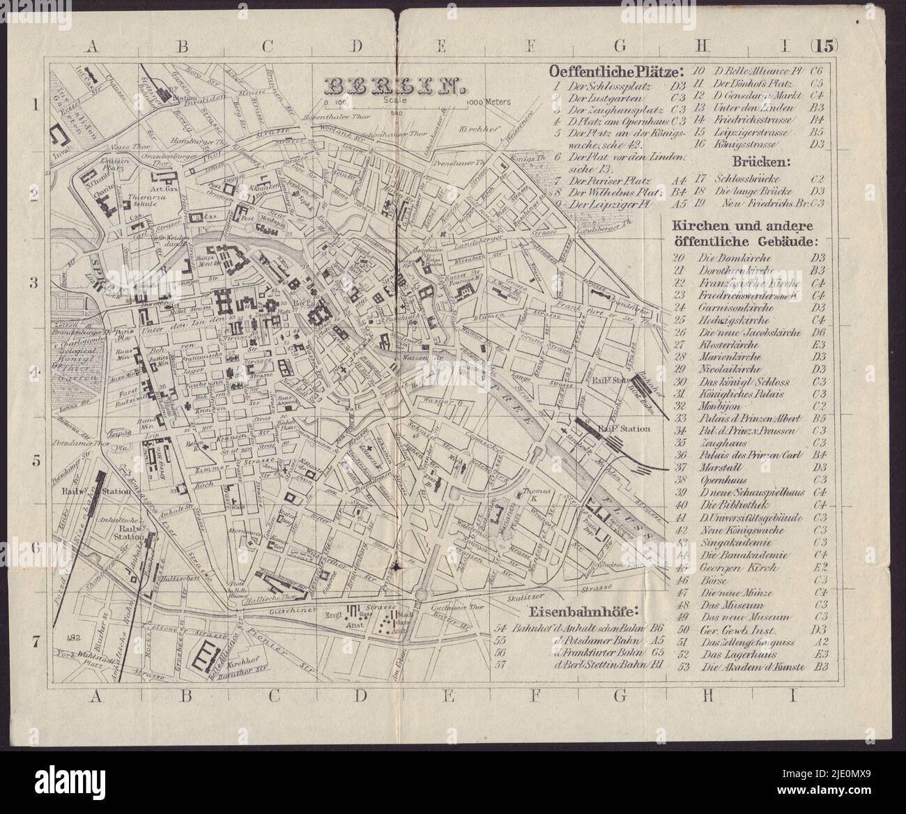 GERMANIA. Berlino. Pianta della città 1882 vecchia carta antica della mappa d'epoca Foto Stock