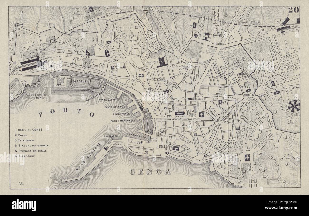 ITALIA. Genova. Pianta della città 1882 cartografia antica antica d'epoca Foto Stock