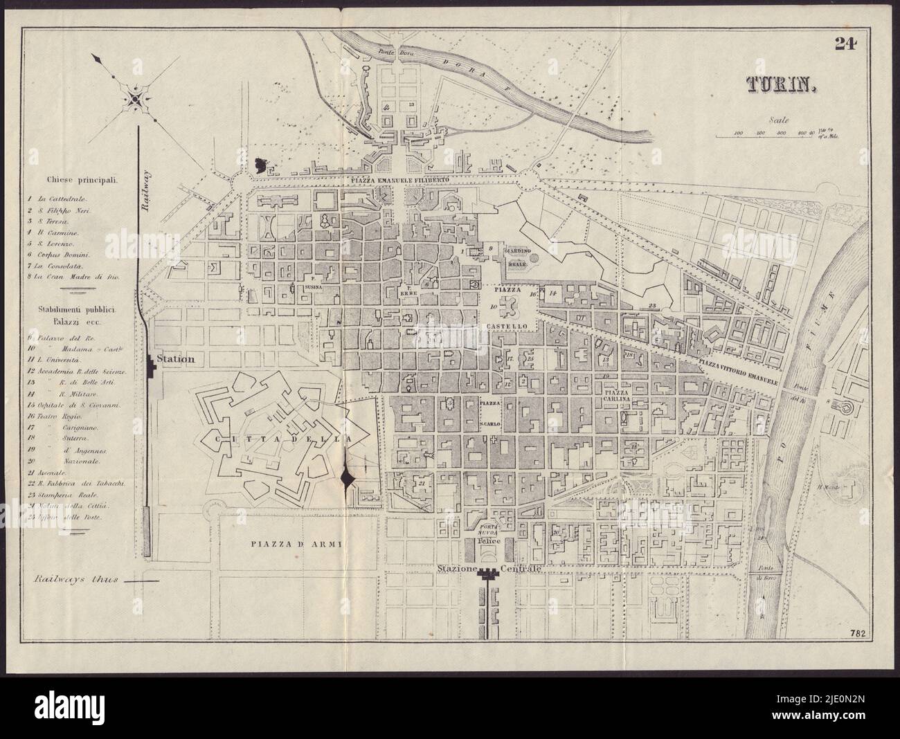 ITALIA. Torino. Torino. Pianta della città 1882 cartografia antica antica d'epoca Foto Stock