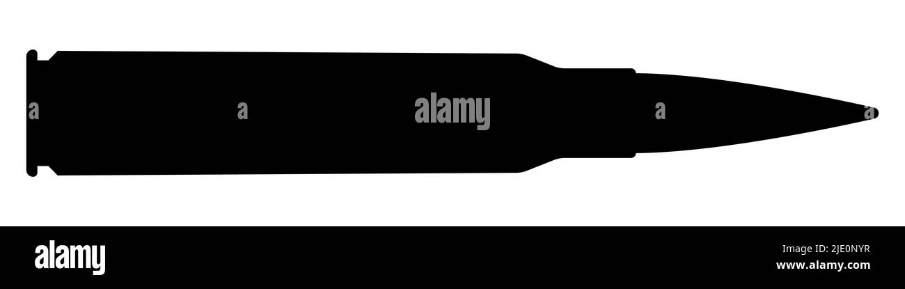 Icona puntiforme isolata. Cartello della cartuccia. Munizioni militari. Profilo bullet o patron. Illustrazione vettoriale. Illustrazione Vettoriale