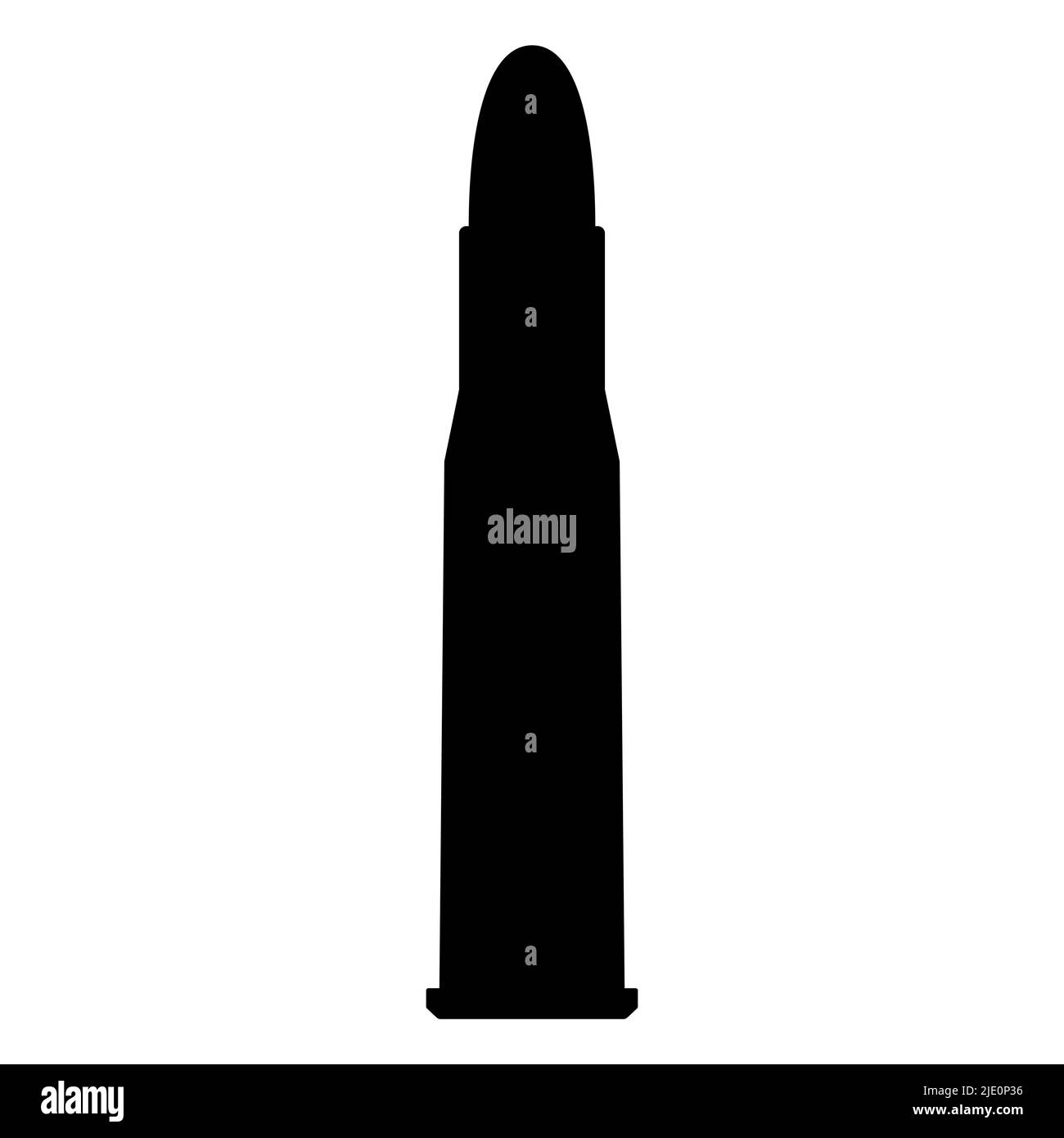 Icona puntiforme isolata. Cartello della cartuccia. Munizioni militari. Profilo bullet o patron. Illustrazione vettoriale. Illustrazione Vettoriale