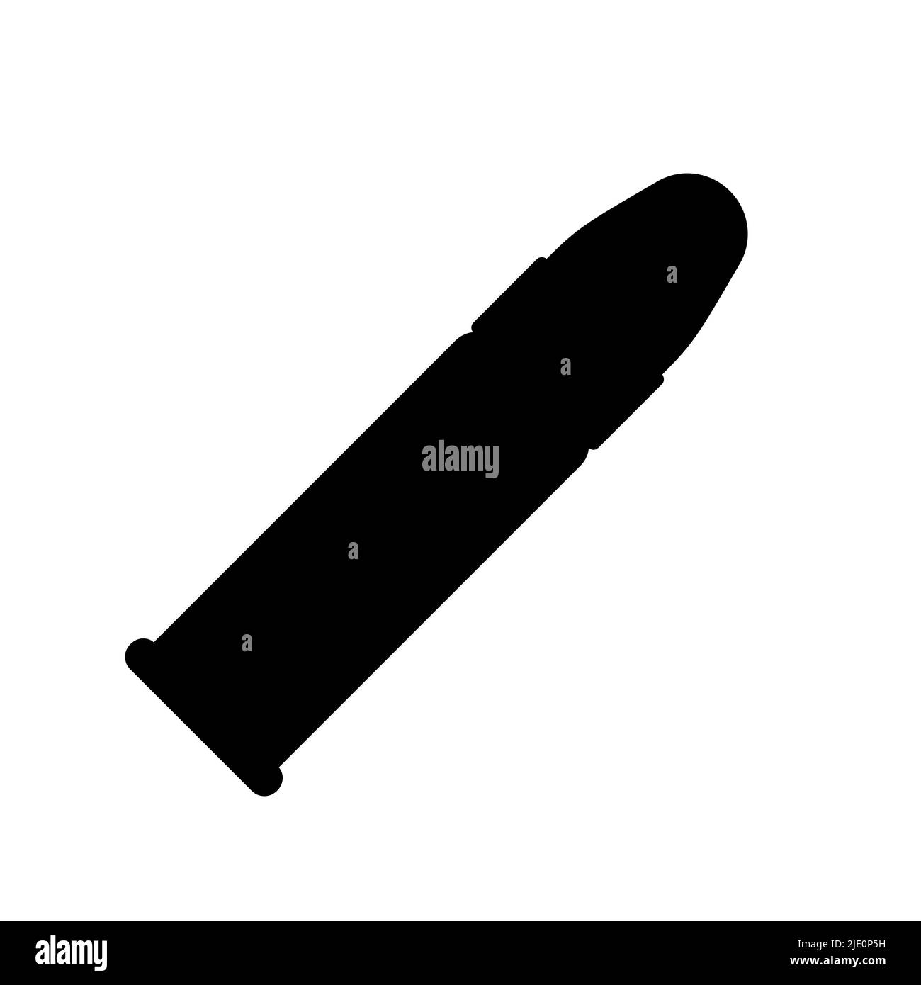 Icona puntiforme isolata. Cartello della cartuccia. Munizioni militari. Profilo bullet o patron. Illustrazione vettoriale. Illustrazione Vettoriale