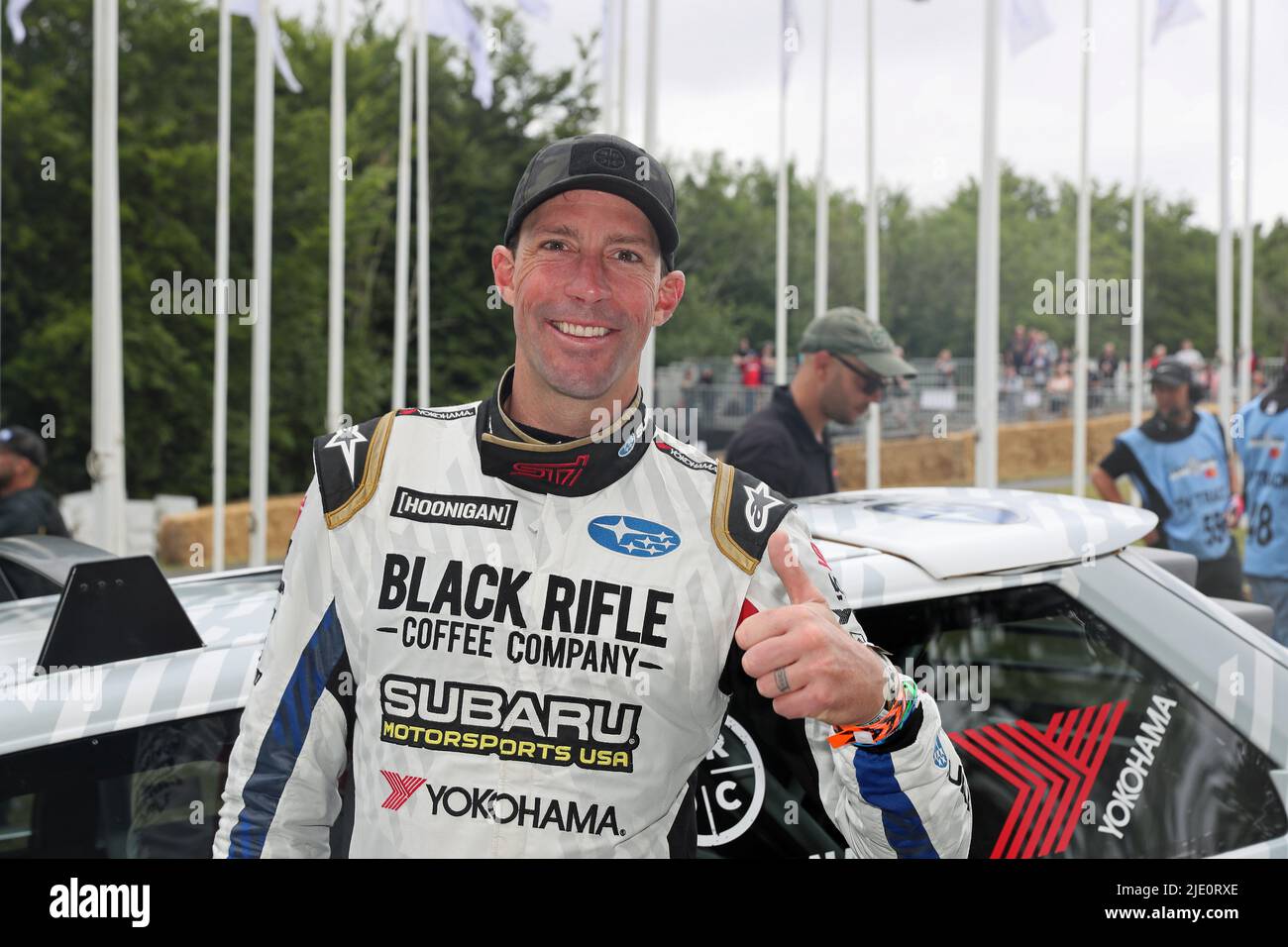 Goodwood, West Sussex, Regno Unito 24th giugno 2022. Travis Pastrana America, pilota di auto da corsa al Goodwood Festival of Speed – ‘The Innovators – masterminds of Motorsport’, a Goodwood, West Sussex, Regno Unito. © Malcolm Greig/Alamy Live News Foto Stock