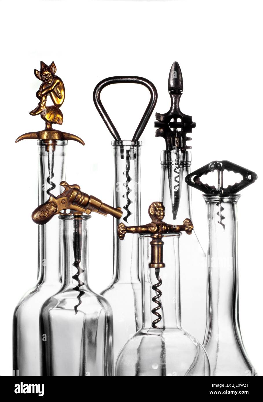 Vita morta, cavatappi antichi. Foto Stock