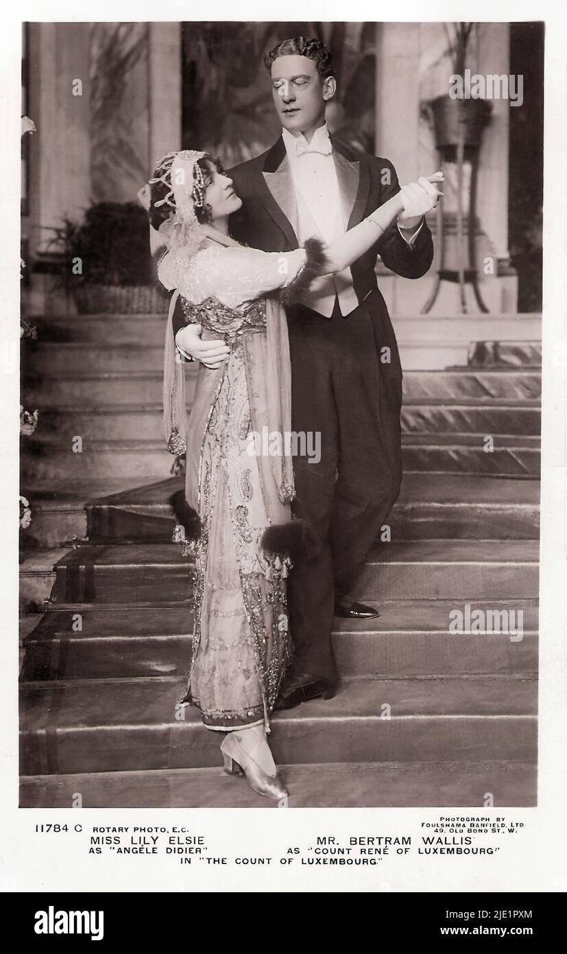 Ritratto di Bertram Wallis e Lily Elsie nel Conte di Lussemburgo - stella britannica di scena dell'epoca vittoriana ed edoardiana Foto Stock