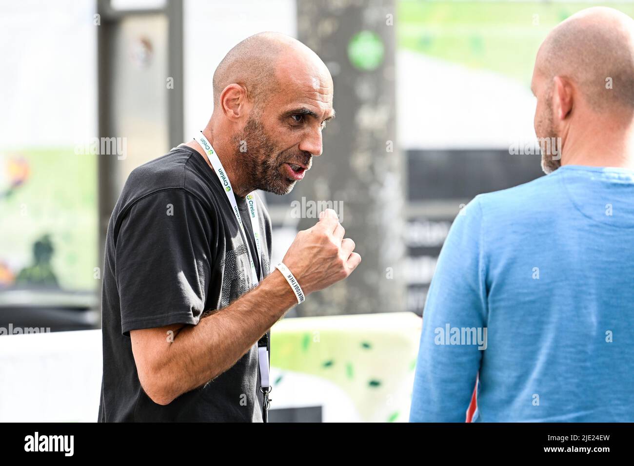 Anversa, Belgio. 24th giugno 2022. Il coach Sven Van Camp ha mostrato di fronte a una partita di basket 3x3 tra Lituania e Taipei cinese, nella fase di qualificazione maschile, alla Coppa del mondo FIBA 2022, venerdì 24 giugno 2022, ad Anversa. La FIBA 3x3 Basket World Cup 2022 si svolge dal 21 al 26 giugno ad Anversa. BELGA PHOTO TOM GOYVAERTS Credit: Belga News Agency/Alamy Live News Foto Stock