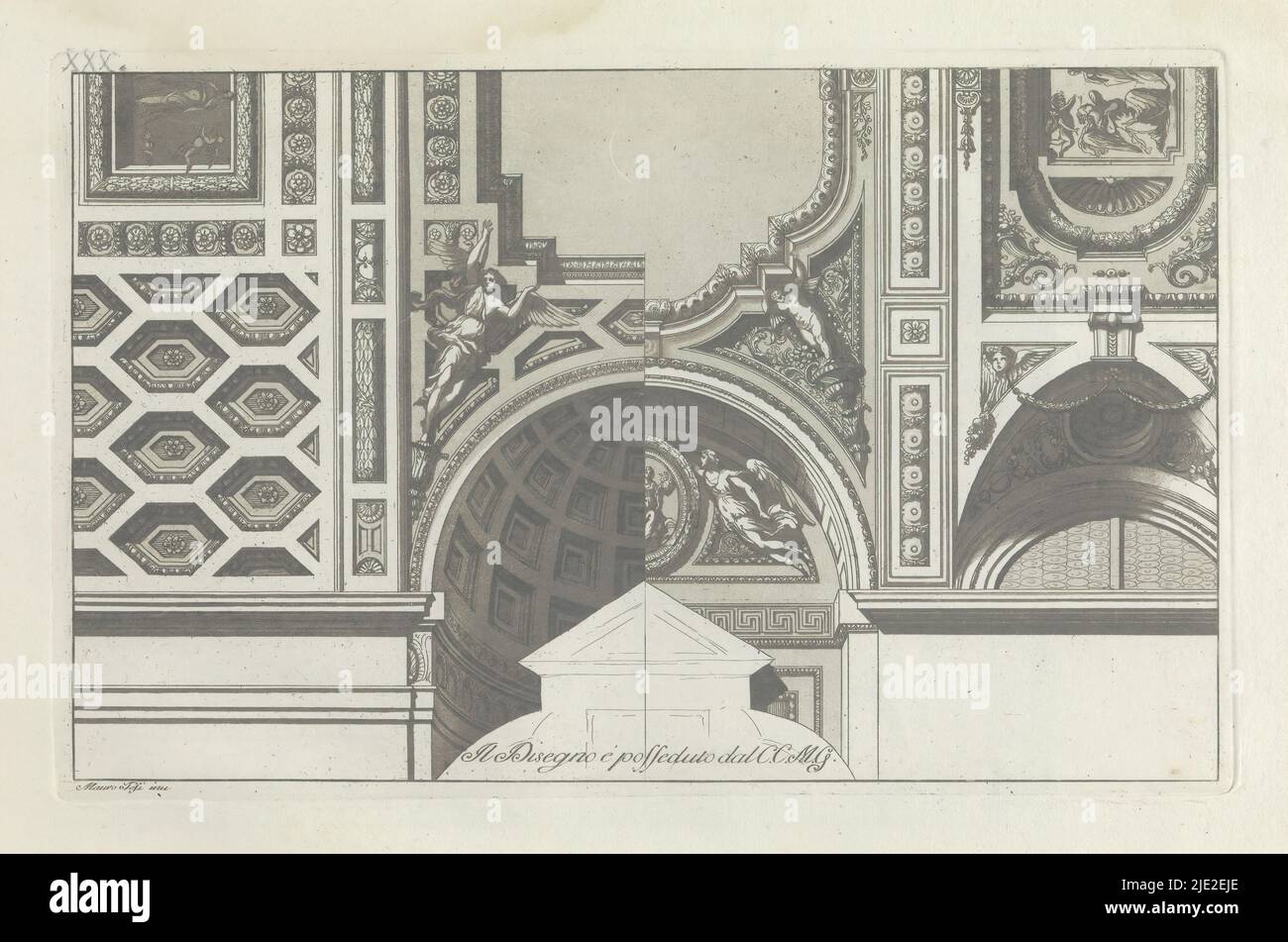 Due varianti su un absis, Raccolta di segmenti originali di Mauro Tesi (titolo della collana), Print fa parte di un album., print maker: anonymous, dopo disegno di: Mauro Antonio Tesi, (menzionato in oggetto), editore: Lodovico Inig, Bologna, 1787, carta, incisione, altezza 283 mm x larghezza 180 mm, altezza 414 mm x larghezza 289 mm Foto Stock