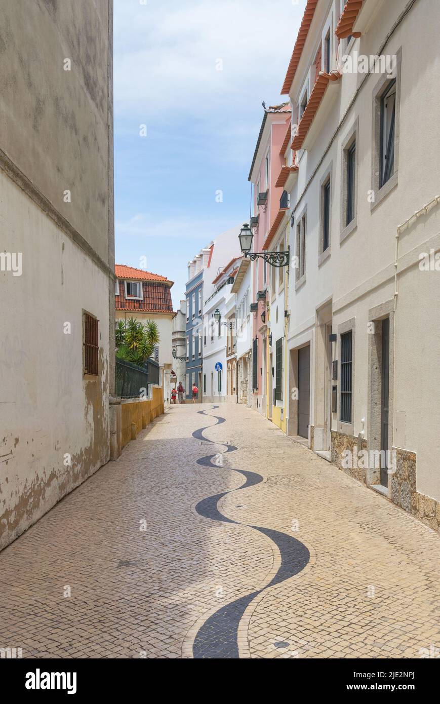 Cascais vicino a Lisbona, città sul mare. Via Rua da Saudade o Saudade. Portogallo Foto Stock