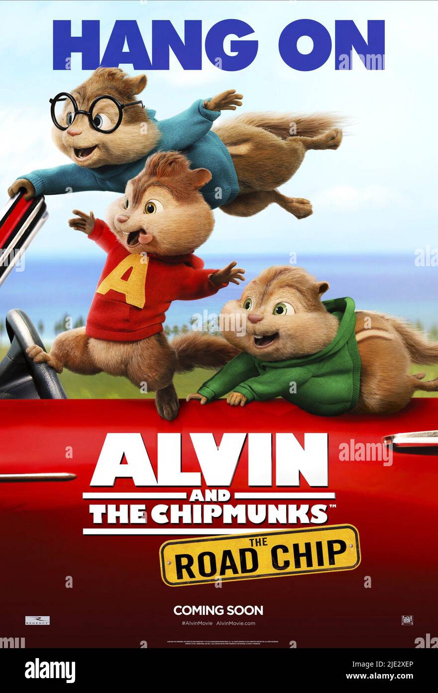 SIMON, Alvin, Theodore POSTER, Alvin ed i Chipmunks: LA STRADA CHIP, 2015 Foto Stock