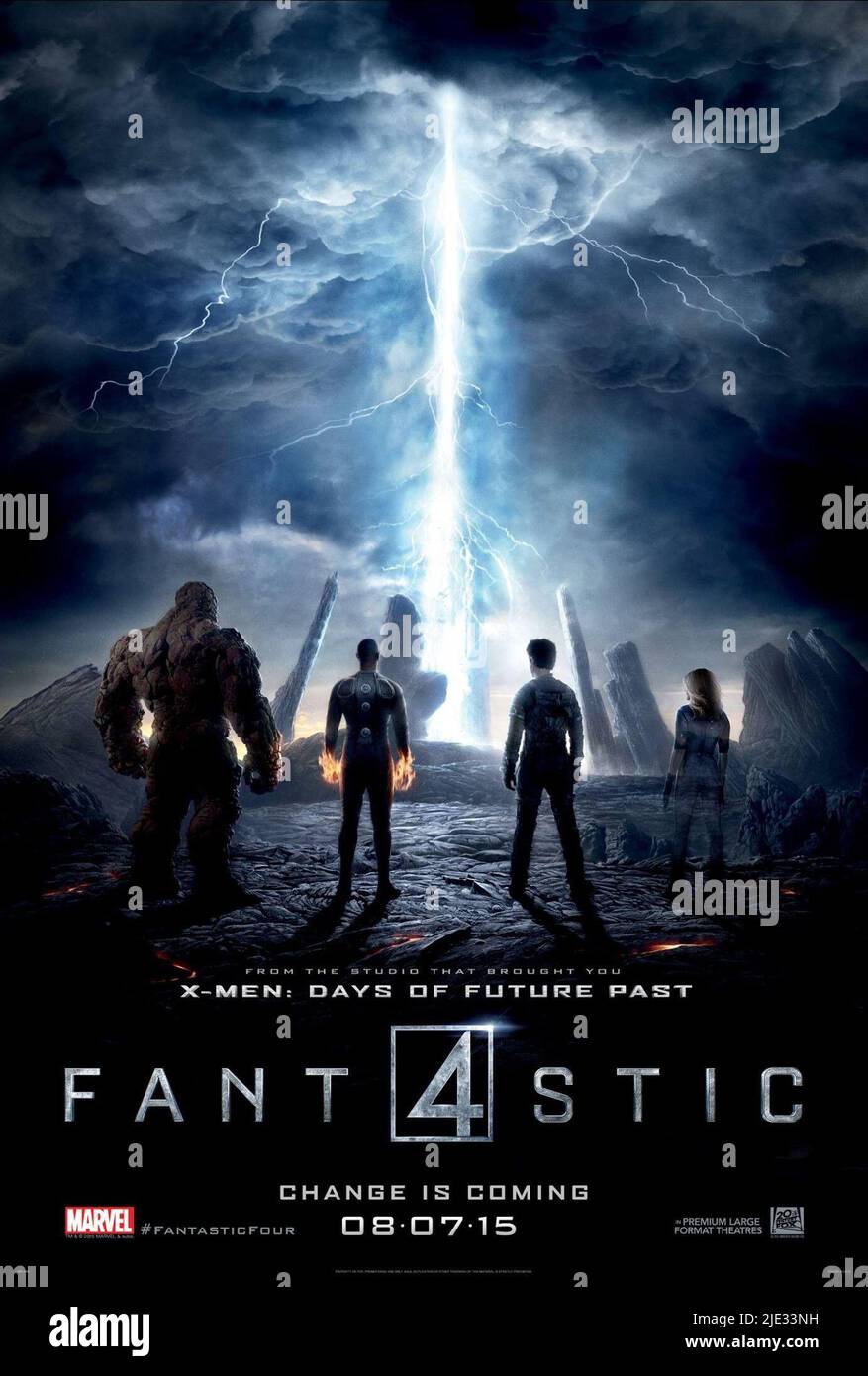La cosa, MICHAEL B. GIORDANIA, MILES TELLER, KATE MARA poster fantastici quattro, 2015 Foto Stock