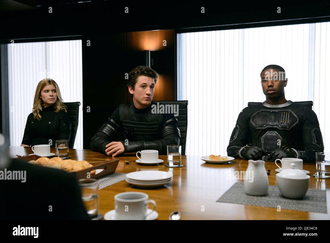 KATE MARA, MILES TELLER, MICHAEL B. GIORDANIA, quattro fantastici 2015 Foto Stock