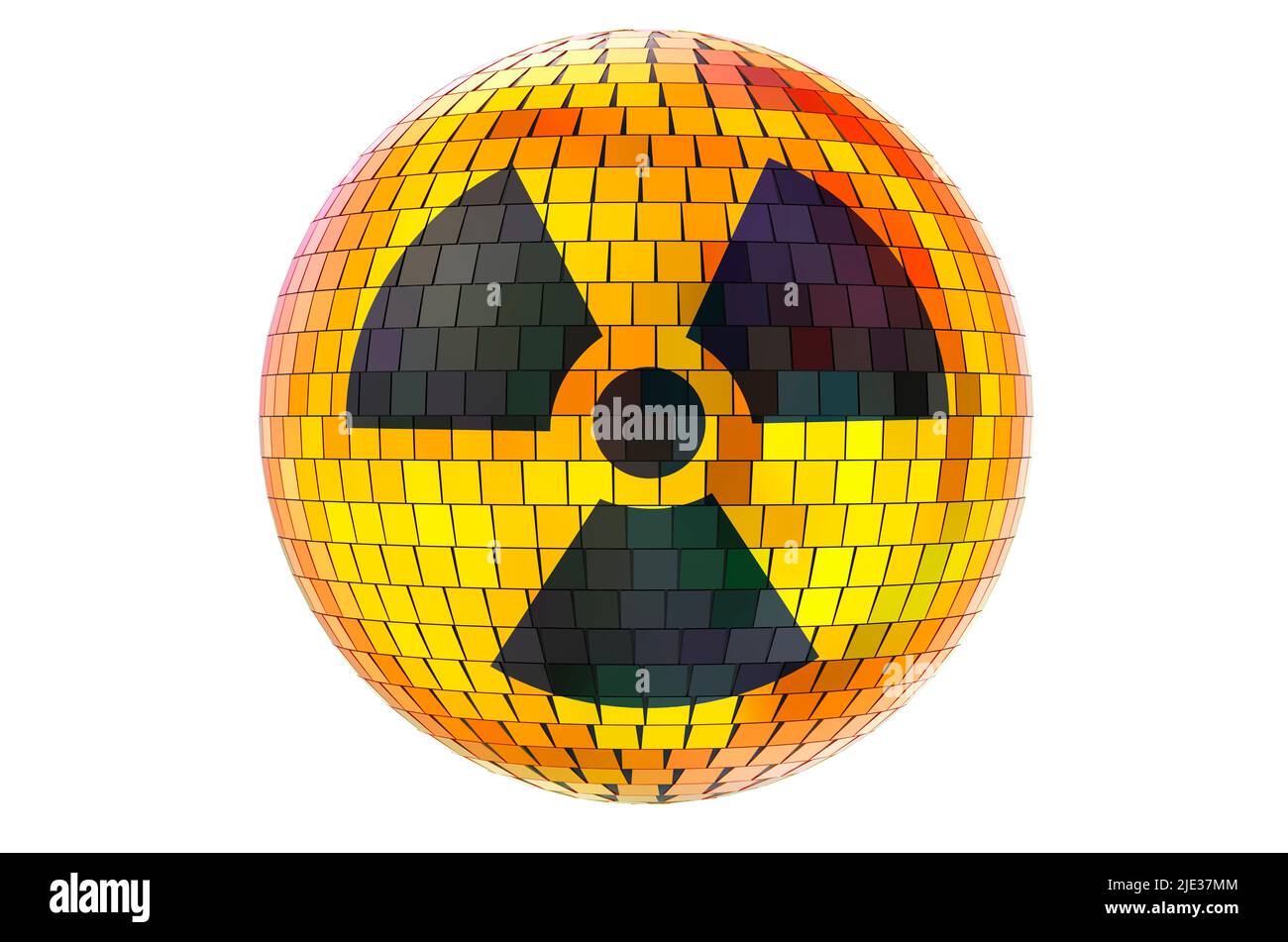 Disco a specchio con simbolo di radiazione, 3D rendering isolato su sfondo bianco Foto Stock