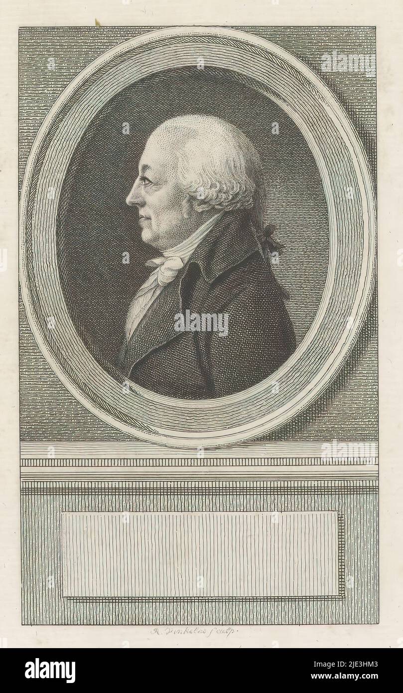 Ritratto di Enrico Aeneae, Ritratto di Enrico Aeneae in una cornice ovale. Sotto di esso una cornice vuota., stampatore: Reinier Vinkeles (i), (menzionato sull'oggetto), Amsterdam, 1762 - 1816, carta, incisione, incisione, altezza 202 mm x larghezza 151 mm Foto Stock