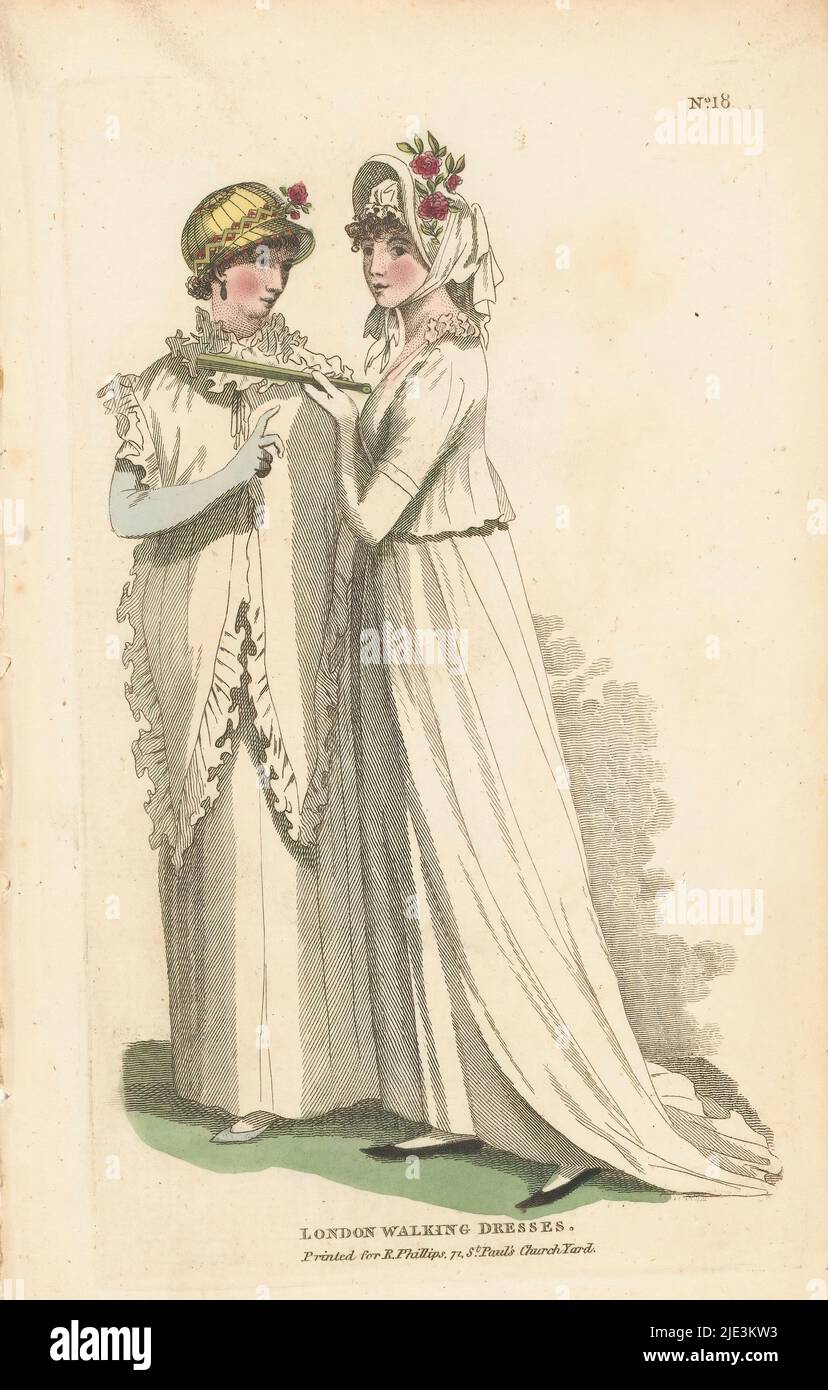 Rivista di Female Fashions di Londra e Parigi: London Walking abiti, editore: Richard Phillips, Londra, 1798 - 1806, carta, incisione, altezza 213 mm x larghezza 130 mm Foto Stock