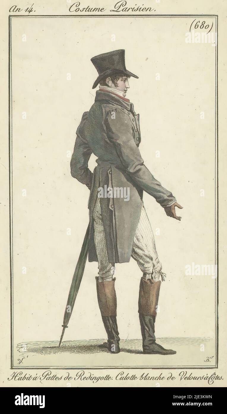 Journal des Dames et des modes, tipografo: Pierre Charles Baquoy, (menzionato sull'oggetto), dopo disegno di: Carle Vernet, (menzionato sull'oggetto), tipografo: Parigi, dopo disegno di: Francia, 1805, carta, incisione, altezza 179 mm x larghezza 110 mm Foto Stock