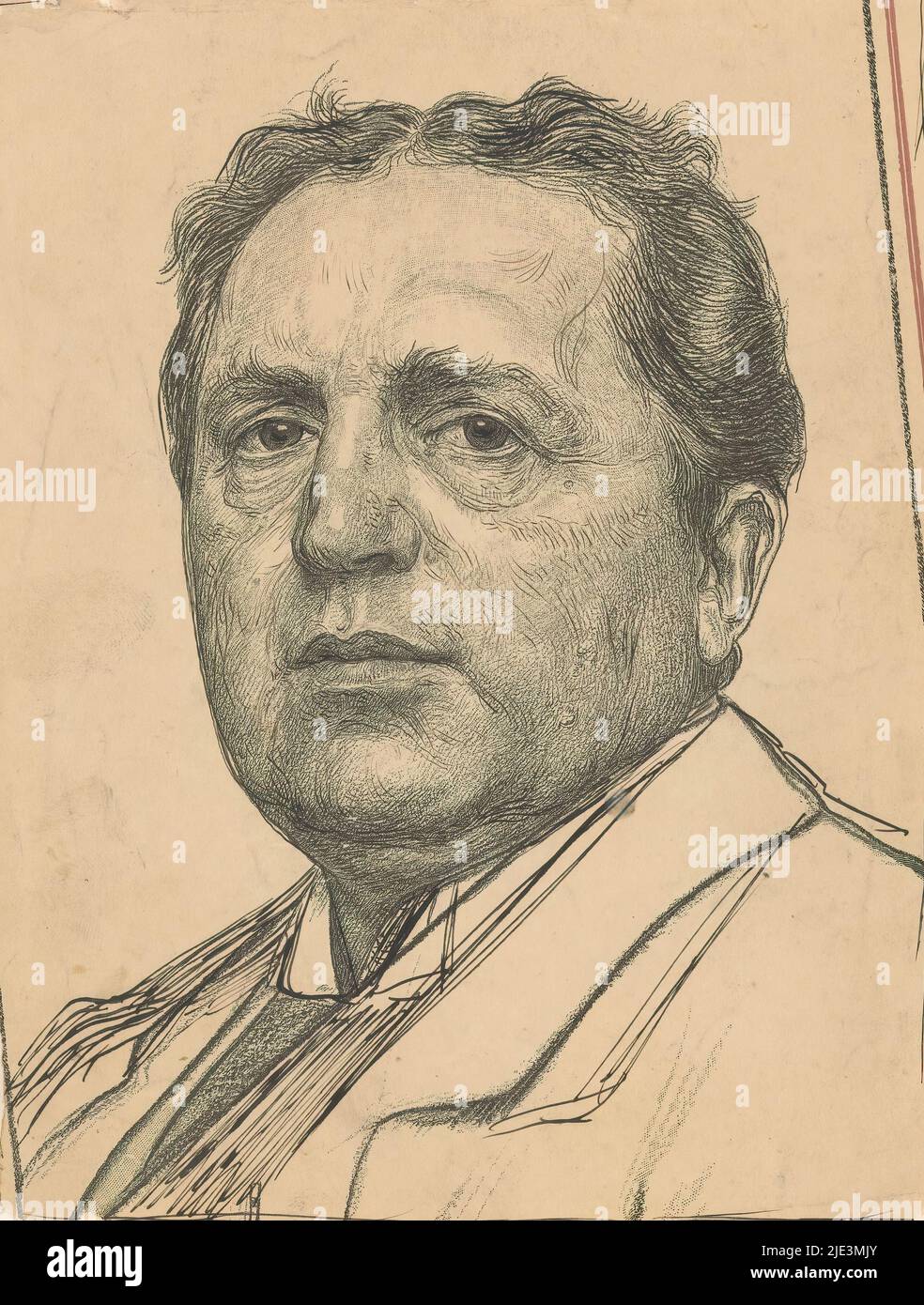 Ritratto di Abraham Kuyper, tipografia: Theodorus Henricus Kerstel, dopo disegno di: Hendrik Johannes Haverman, 1869 - 1936, carta, penna, altezza 195 mm x larghezza 148 mm Foto Stock