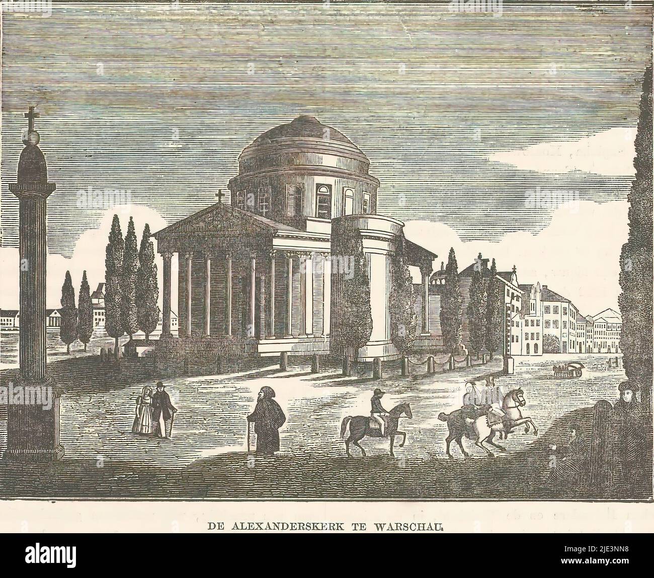 Vista della Chiesa Alexander, a Varsavia, la Chiesa Alexander a Varsavia (titolo sull'oggetto), con testo olandese sul verso., tipografo: anonimo, editore: J.H. Laarman, (citato in oggetto), Amsterdam, 1847, carta, stampa su carta intestata, altezza 125 mm x larghezza 161 mm Foto Stock