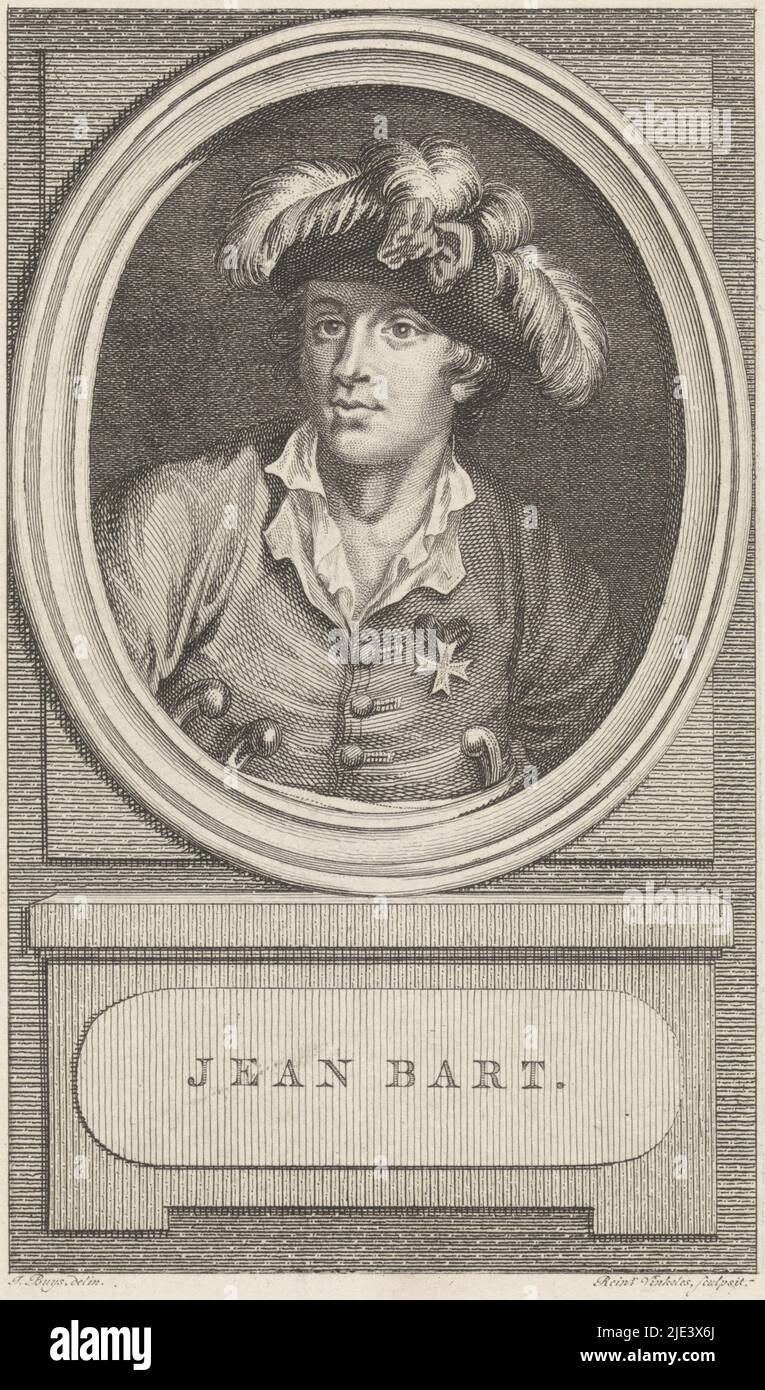 Ritratto di Jan Bart, Reinier Vinkeles (i), dopo l'acquisto di Jacobus, 1786, Ritratto del privatere fiammingo Jan Bart., tipografo: Reinier Vinkeles (i), (menzionato sull'oggetto), redatrice intermediaria: Jacobus buys, (menzionato sull'oggetto), Amsterdam, 1786, carta, incisione, incisione, h 174 mm x l 112 mm Foto Stock