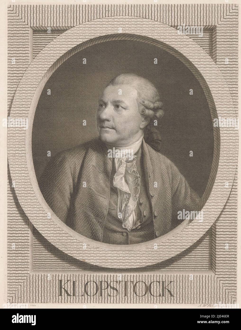 Ritratto di Friedrich Gottlieb Klopstock, Amadeus Wenzel Böhm, dopo Jens Juel, 1797 - 1823, tipografo: Amadeus Wenzel Böhm, (menzionato in oggetto), dopo: Jens Juel, (menzionato in oggetto), Lipsia, 1797 - 1823, carta, incisione, h 249 mm - l 205 mm Foto Stock