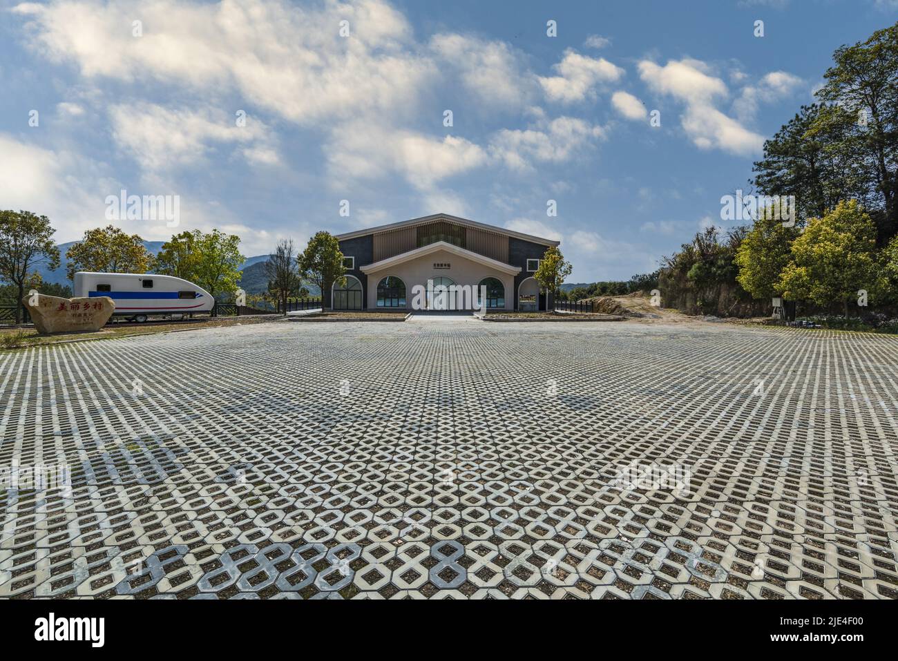 Campagna parcheggio turismo paesaggio rurale Foto Stock