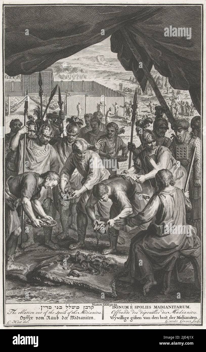 Sacrificio del bottino dei Midianiti, Gilliam van der Gouwen, dopo Gerard  Hoet (i), 1728 Mosè e il sacerdote Eleazar accettano i gioielli d'oro del  bottino dei Midianiti come un'offerta a Dio (Num.