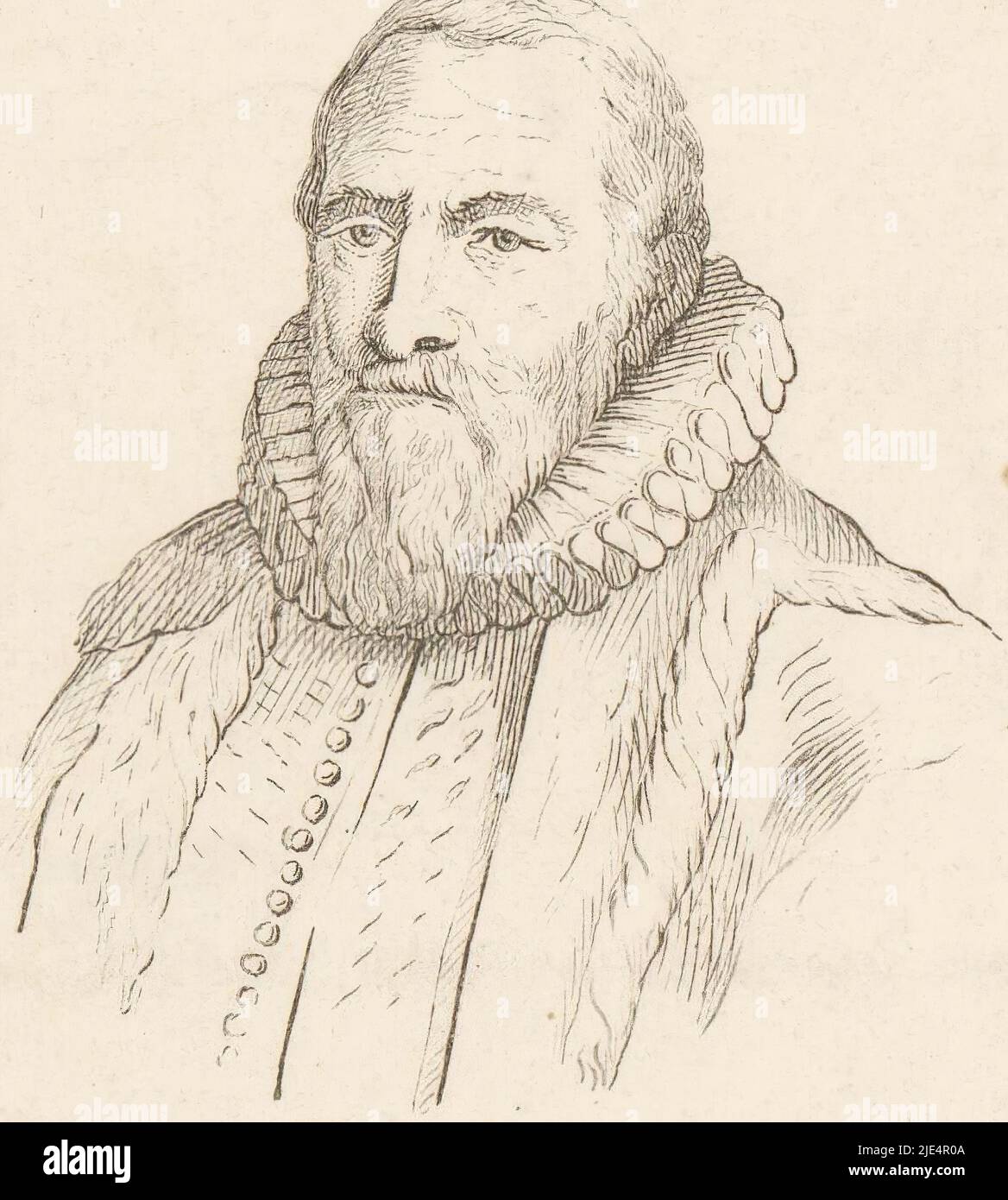 Ritratto di Johan van Oldenbarnevelt J. van Oldenbarneveld. Grand Pensionnaire de Hollande, tipografia: Eugenius Jacobus Verbeke, (menzionato sull'oggetto), Eugenius Jacobus Verbeke, (menzionato sull'oggetto), tipografia: Gebroeders Van Langenhuijsen, (menzionato sull'oggetto), Paesi Bassi, in o prima del 1821 - 1836, carta, h 132 mm - w 123 mm Foto Stock