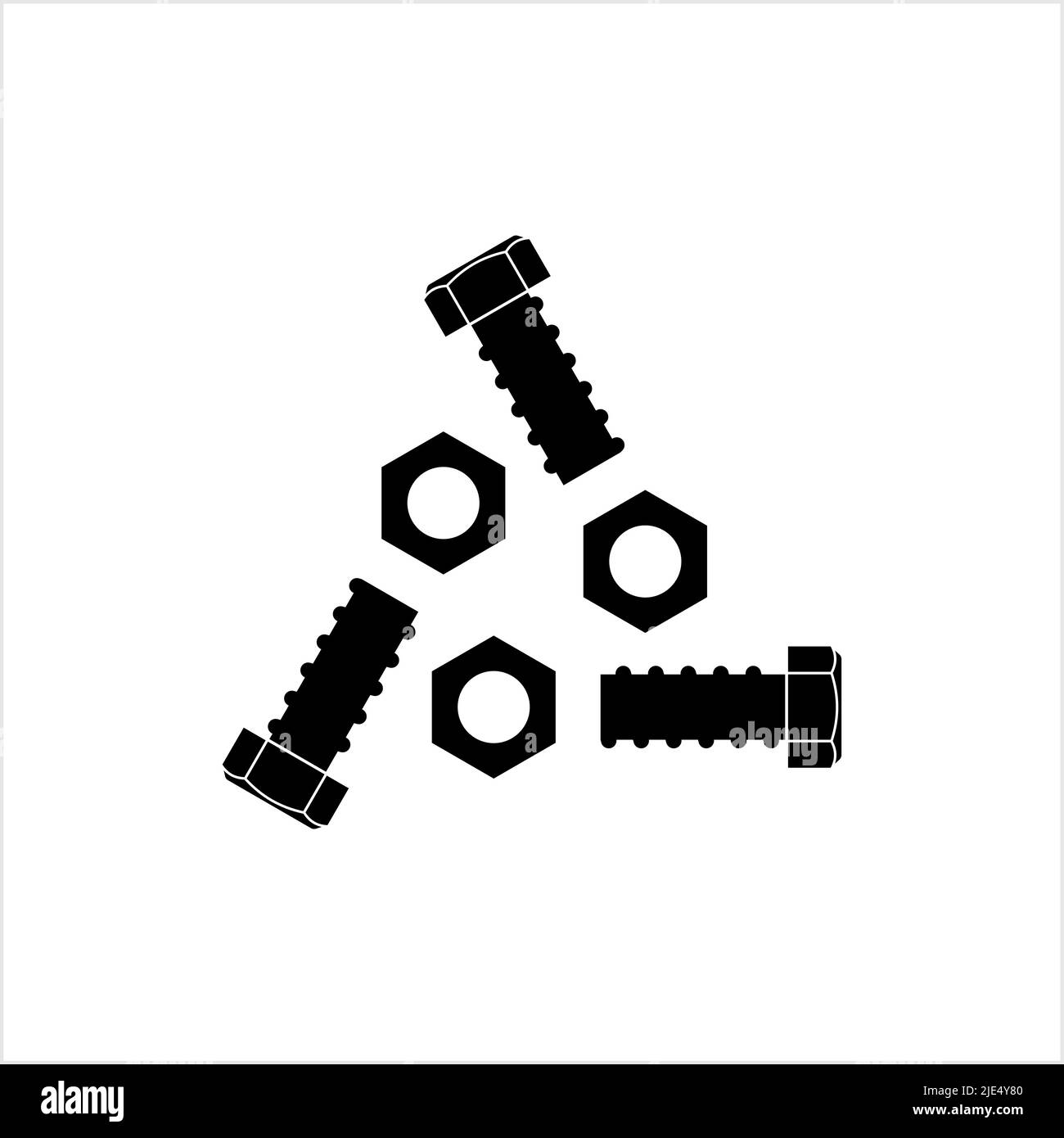 Icona dado e bullone, illustrazione grafica vettoriale dado esagonale Illustrazione Vettoriale