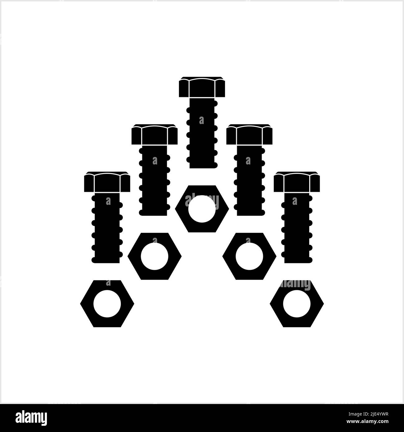 Icona dado e bullone, illustrazione grafica vettoriale dado esagonale Illustrazione Vettoriale