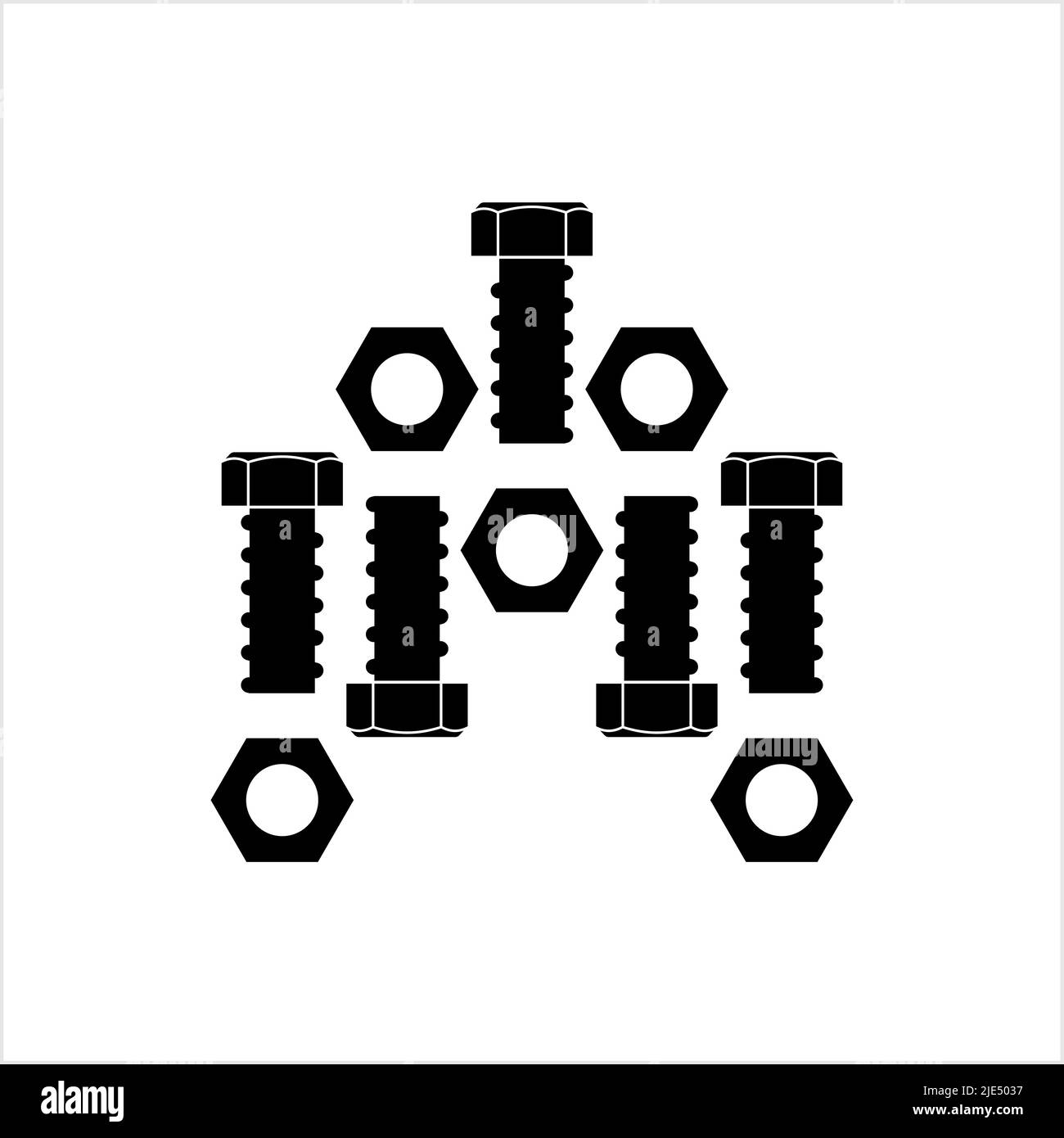 Icona dado e bullone, illustrazione grafica vettoriale dado esagonale Illustrazione Vettoriale