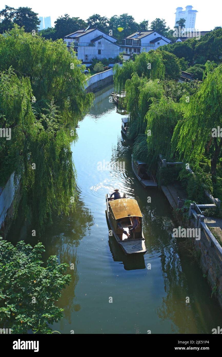 Nella provincia di jiangsu suzhou pan gate canale antico fosso Han Foto Stock