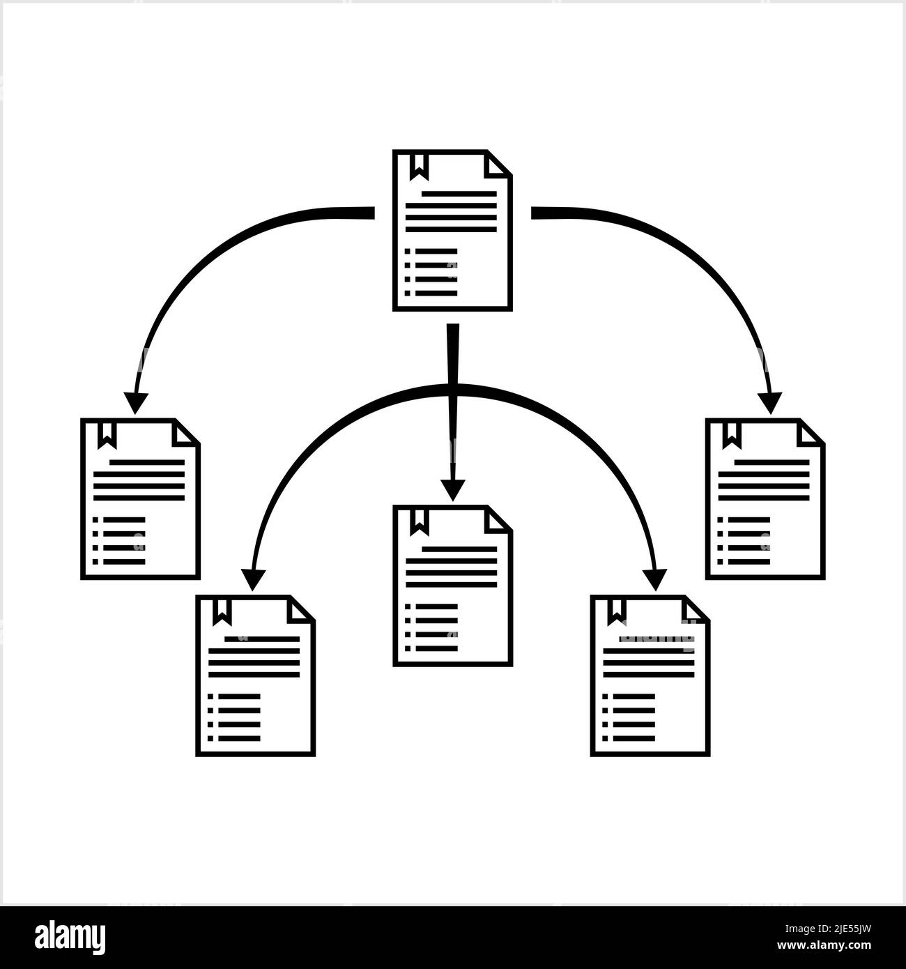 Icona Copia multipla, duplicazione multipla delle informazioni, illustrazione Copia grafica vettoriale replicata Illustrazione Vettoriale