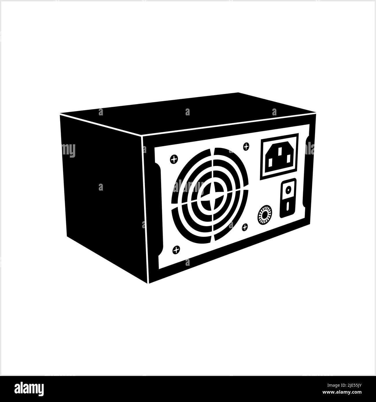 Icona dell'alimentatore, alimentatore switching SMPS per computer, illustrazione Vector Art Illustrazione Vettoriale