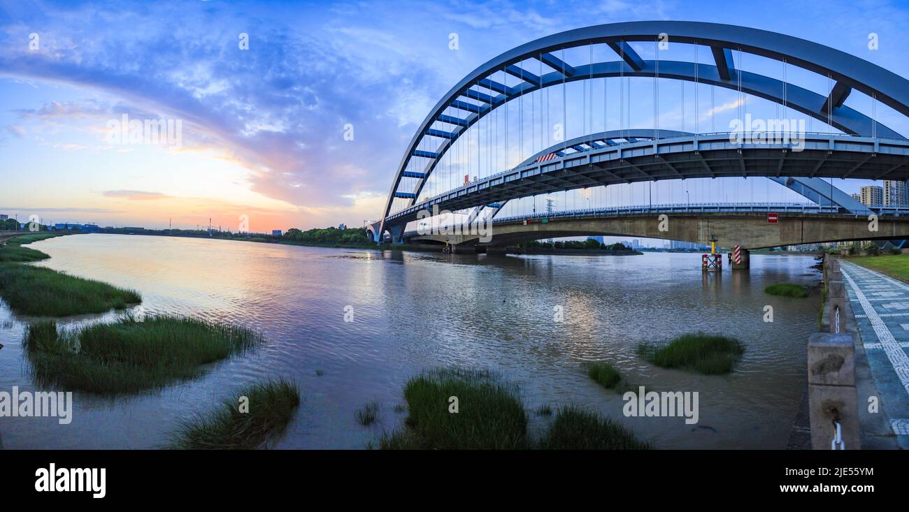 Zhejiang ningbo yinzhou Garden bridge fenghua River bridge Foto Stock