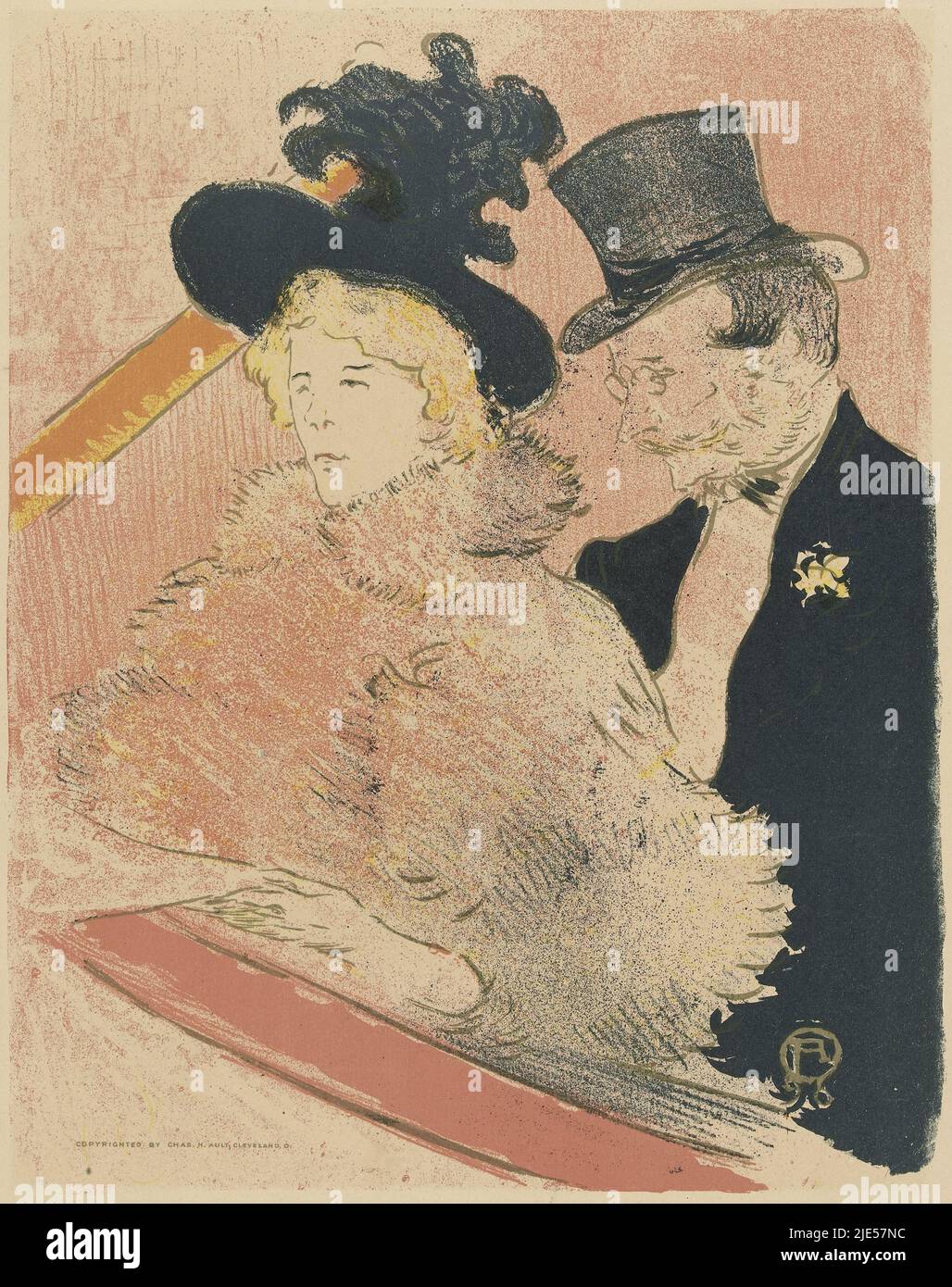 Poster per il produttore americano di inchiostro Ault & Wiborg co con ritratto di Emilienne d'Alencon e Gabriel Tapié de Céleyran al concerto Les Décadents, Poster per produttore di inchiostro con ritratto di Emilienne d'Alencon e Gabriel Tapié de Céleyran al concerto Les Décadents Au, tipografo: Henri de Toulouse-Lautrec, (menzionato sull'oggetto), 1896, carta, h 320 mm x l 252 mm Foto Stock